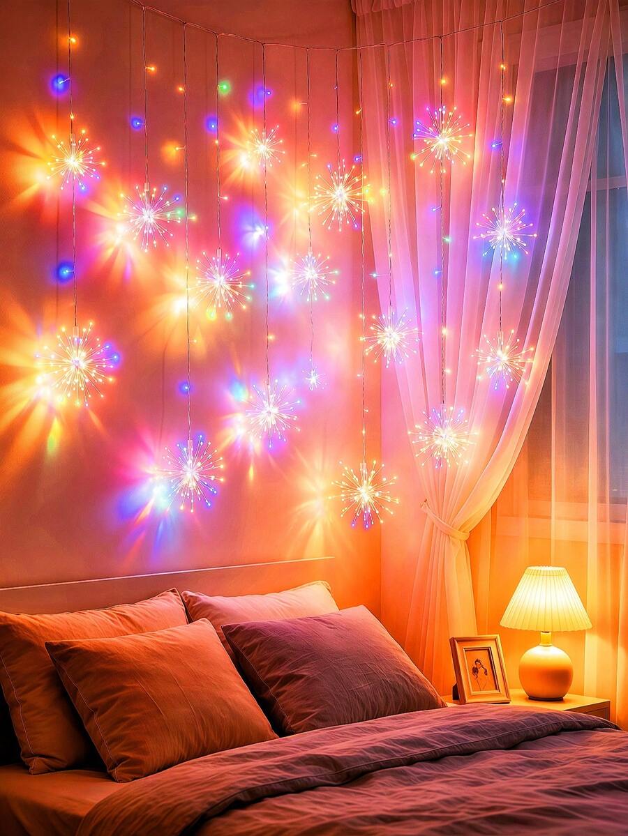 أضواء سلسلة LED على شكل ألعاب نارية، شرائط إضاءة RGB متغيرة الألوان، مناسبة لديكور المنزل، غرفة النوم، المطبخ، التلفزيون، حفلات العطلات، عيد الميلاد - M32-سلسلة أضواء الألعاب النارية - مشاهدة 1