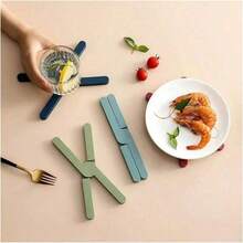 1pc Foldable Heat-Resistant Pad, Kitchen Pot Mat, Silicone Non-Slip Heat-Resistant Pad, Cross Design, Essential For Home Kitchen, Practical Christmas Gift For Cookware And Equipment (Multiple Colors Available) - View 8