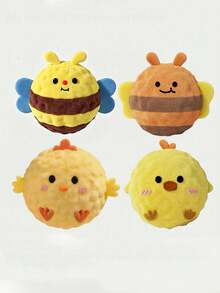 2pcs/ Yellow Chick Pet Interactive Bouncing Sound Toy Ball, (Random Style & Color) Cat & Dog Play Toy, Teething Teeth Cleaning Chewing Sound Ball, Can Make Sound To Attract Dogs, Durable Anti-Bite Material, Slow Bouncing Pet Companion Toy, Battery-Free Training Ball - Multicolor - View 6