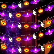 1PC Halloween Decoration, LED String Lights, Pumpkin, Bat, Ghost Elements, Holiday Decorative Lights, Suitable For Bedrooms, Headboards, Fireplaces, Stair Handrails, Halloween, Battery Box Power Supply (Excluding Batteries) - Warm Light - View 10