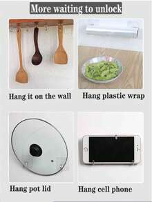 30pcs/10pcs Traceless Adhesive Hooks Strong Load-Bearing Wall Hanging Shelf, Transparent, Waterproof, Rustproof, Suitable For Kitchen, Bathroom, Living Room Without Damaging The Walls - Transparent - View 8