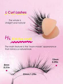 Sibeuna 7 Pairs Natural L-Shaped False Eyelashes, Cat Eye Style, Fluffy Transparent Stem Angel Lashes, Suitable For Inner Corner Eye Shape And Deep Eye Socket Eye Shape - Black - View 3
