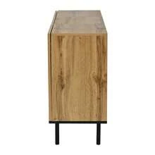 Modern Sideboard 120x35x70cm, Cabinet With 3, Lockers, Wave Pattern Look, Made Of Durable Chipboard With Metal, Load Capacity Up To 50 Kg, Living Room, Dining Room, Hallway, Natural Wood Color - Natural Wood + Particle Board - View 5