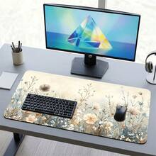Exquisite Floral Stamen Light Tone Pattern Gaming Mouse Pad, Non-Slip Rubber Desk Mat, Smooth Sliding Surface, Suitable For Computer Laptop Office Home, Soft Abstract Art Decoration, Back To School Supplies - A - View 9