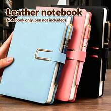 1pc Classic Vintage Notebook, A5 Size, PU Material, Personalized Soft Leather Cover, With Bookmark, Minimalist Portable, Suitable For Business Meetings, College Students, Love Diary, Study Supplies, Low-Key Luxury Notebook For Back To School, Christmas Gift - A5 - View 2