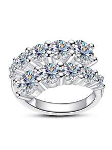 ANU JEWEL 4.2CT Moissanite Double Layer Ring S925 Silver Double Layer Open Ring Non-Adjustable Moissanite Wedding Ring Suitable For Gift - White - View 21