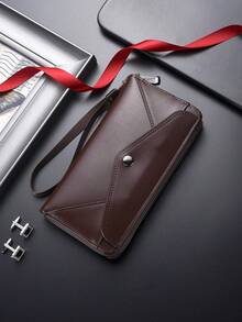 SHABILI New Long Wallet For Men, Zipper Multi-Card Slot Large Capacity Clutch Bag, Fashion Casual Long Wallet For Men - Coffee - View 2