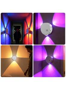 Multi-Color RGB Magnetic Wall Light, USB Rechargeable Motion Sensor LED Night Light, Multi-Light Synchronized Color Changing, Magnetic No-Drill Installation, Stairway Hallway Bedroom Ambient Decorative Lighting - One Size - View 6