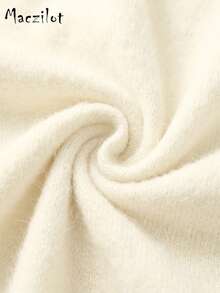 Plus Size Women's Autumn/Winter Hooded Knit Cardigan, Loose Fit Slimming Flattering Elegant Commute Long Sleeve Front Open Sweater Jacket - Beige - View 10