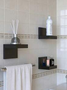 6pcs/2pcs/1pc Deep Black Thickened Wall-Mounted Storage Shelf, Modern Floating Display Rack, Space-Saving Narrow Shelf With Iron Plate Support, Screw-Fixed, Suitable For Home And Office - Multicolor - View 6