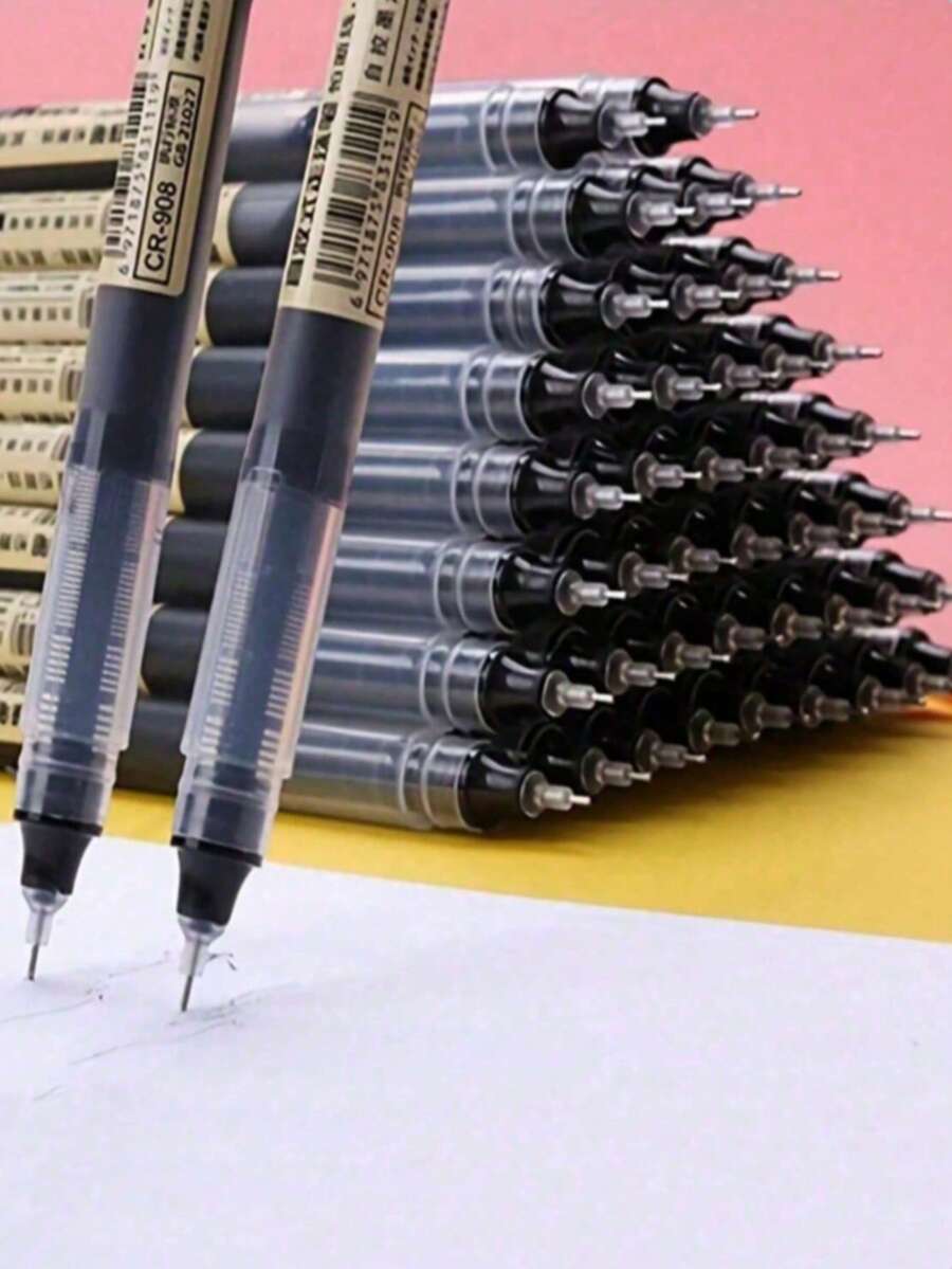 10/15/20/5pcs Liquid Ink Pens, Quick-Dry Signature Ink Pens, 0.5mm Black/Blue/Red Ink, School/Office Ballpoint Pens Back To School Essentials - Sets - View 1