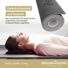 Yogamatte Gymnastikmatte I Fitnessmatte Rutschfest mit Tragegurt I Sportmatte für Yoga & Pilates I Trainingsmatte mit Ausrichtungslinien - Schwarz - Übersicht 2