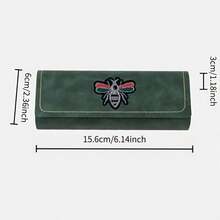 New Vintage High-End Glasses Case, Minimalist Premium Eyewear Storage Box, Pressure-Resistant Convenient Auto-Closing Fashion Glasses Case, Storage Box, Animal Elegant PU Leather Glasses Case For All Seasons - Green - View 3