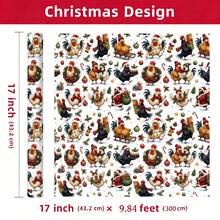1 Roll Of Christmas Gift Wrapping Paper With Christmas Chicken Pattern,Perfect For Wrapping Christmas Gifts, Decorating For Christmas Parties, And Holiday Gift-Giving,DIY Craft,Festive Favour Wrapping ,1 Roll Size: 43 Cm X 300 Cm. - A - View 8