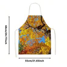 1pc Autumn Red Maple Forest Path Print Apron - Sleeveless Design, Durable & Comfortable Fit, Golden Red Maple Leaf Forest Road With Sunlight Piercing Through Trees Pattern, Suitable For Cooking, Baking And Home Cleaning, Household Cleaning, Housework Apron, Hand-Painted Handmade Gardening Apron, Atmospheric Autumn Harvest Festival Gift - Multicolor - View 11