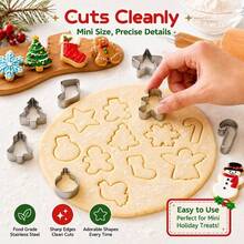 15pcs Mini Christmas Cookie Cutter Set Stainless Steel Cookie Mold Santa Claus, Snowflake, Christmas Tree, Snowman, Angel Shapes Baking Tools Small Cookie Molds - Silver - View 9