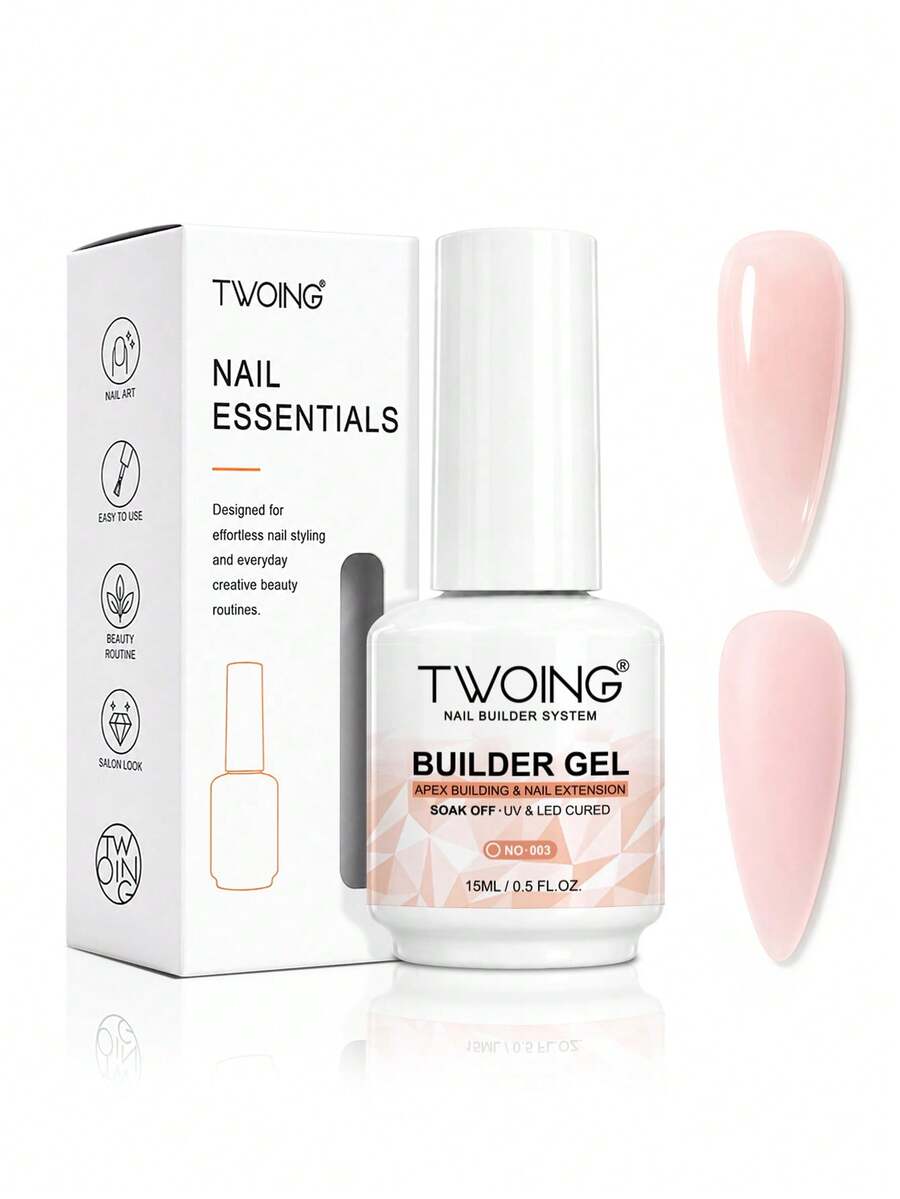 TWOING 15ml 8-in-1 Jelly Nude Builder Gel, Gel Kuku Multifungsi yang Merata Sendiri untuk Membangun Apex, Ekstensi Kuku, Pembentukan & Pelapisan Kuku, Hasil Akhir Transparan Netral, Seni Kuku DIY Ramah untuk Pemula, Membutuhkan Lampu UV/LED