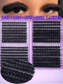 640 Clusters European & American Style Clump False Eyelashes Book, 8-16mm (0.31-0.63 Inches) Mixed Length Design, Segmented Eyelash Set, Multi-Length Combination For Natural Voluminous Layered Eye Makeup, Soft And Lightweight Lash Bundles To Enhance Eye Dimension, Suitable For Cat Eye, Manga Eye, Girl Group Style And European & American Style Makeup, Naturally Enlarges Eyes, Perfect For Beginners' Daily Eyelash Styling - D - View 3