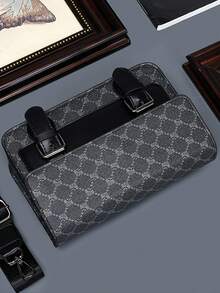 Men's Casual Monogram Flap Crossbody Bag, Small Messenger Bag, Luxury Box-Style Shoulder Bag, Horizontal Square Design, Sling, Travel, Minimalist - Multicolor - View 10