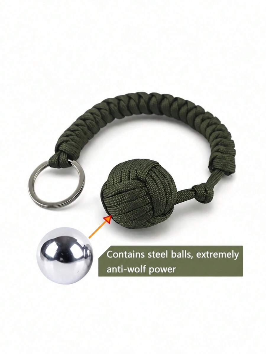 1 móc khóa paracord tết thủ công đa năng kèm hạt thép, nút thắt rắn bền bỉ kiểu Monkey Fist, móc khóa paracord cầm tay, phù hợp dùng ngoài trời, phong cách outdoor tối giản - Nhiều kiểu dáng - Xem 1