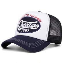 1pc Chicago Embroidered Sponge Baseball Cap Outdoor Sun Protection Mesh Hat Suitable For Men & Women Spring Autumn Travel Beach Vacation Sun Hat Trucker Hat - Multicolor - View 8