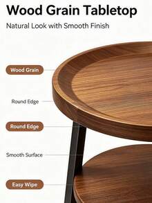 Living Room Sofa Side Table, Small Coffee Table, Storage Rack, Wooden Tabletop With Sturdy Metal Frame, Space Saving Nightstand, 3-Tier Display Accent Table For Home Decor Beside Sofa In Living Room & Bedroom - Multicolor - View 8