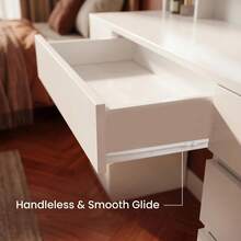HaluPeit White Luxury High-End Dressing Table With High-Definition Light Mirror, Large Capacity Storage Dressing Table, And USB Charging - White - View 3
