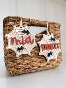 Label Jaring Laba-laba | Label Keranjang Halloween | Label Keranjang "Boo" | Label Halloween yang Dipersonalisasi | Label Tas "Trick or Treat" - Rust Brown - View 4