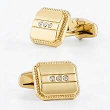 New Electroplated Gold Polished Metal Cufflinks, French Shirt Cufflinks - Gold - View 12