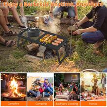 Wanfeeso Heavy Duty Folding Campfire Grill - Portable Outdoor BBQ Rack For Camping & Patio - Collapsible Fire Pit Cooking Grate & Rug Accessory - Carry Bag - (grill + Frying Pan) 22.4*11.2 - View 5