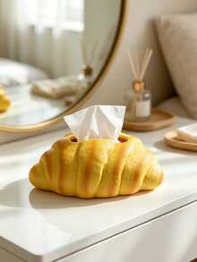 Realistic Bread-Shaped Tissue Box Holder, Creative Croissant Or Toast Bread Design, Decorative Desktop Tissue Dispenser, Suitable For Living Room, Bedroom, Kitchen, Office, Cafe And Bakery, Cute Food-Themed Desktop Home Decor, Housewarming Gift - Multicolor - View 9