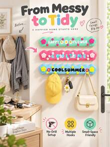 Cute Dopamine Suction Cup Hooks, Colorful Cartoon Wall Hooks With No Drill Design, Adhesive Hanging Organizer For Small Items, Fun Room Decor Storage Accessory For Bathroom Bedroom Kitchen Home - Multicolor - View 4