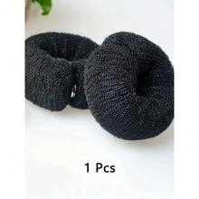 Mesh Bun Hair Scrunchie, Elastic Knit Fabric, Donut Flower Bud Design, Easily Create Full Bun Hairstyle, Simple Operation And Not Easy To Fall Apart, Suitable For Adult Women Daily Commute, Work, Date, Party Wear, Versatile Minimalist Hair Accessory, Can Be Used As Exquisite Small Gift For Holidays - A - View 9