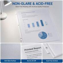 50/100 Sheet Protectors, 8.5x11 Inch Page Protectors For 3 Ring Binder, Standard Weight, Non-Glare Protector, Letter Size, Top Loading, Acid-Free - Sets - View 5