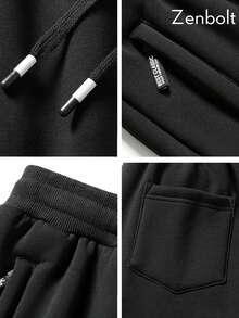 ZenBolt Winter Men's Casual Warm Fleece Track Pants,Thick Elastic Waist Drawstring Straight Leg Sweatpants Gym,Workout Pants With Secure Zipper Pocket - Black - View 7