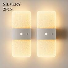 現代水晶感應式壁燈 LED 智能感應壓克力壁燈 無線 LED 壁燈 電池供電小夜燈 可調色溫與亮度 適用於走廊、浴室、臥室、客廳,居家裝飾 - 圓形多色 - 查看 19