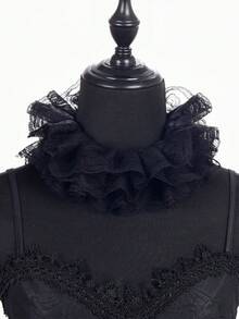 Xiacheng 1pc Vintage Lace Ruffled Detachable Collar, Victorian Edwardian Style White Apparel Collar, Unisex - Retro - View 19