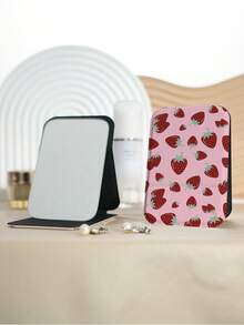 1pc Pastoral Fruit Series Portable Folding Compact Mirror, Lightweight Ultra-Thin Convenient Durable PU Leather, Suitable For Various Occasions Travel Party Work School, Fit For All Ages Universal - Multicolor - View 8