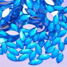 200pcs 0.7 * 1.5 Cm/0.27 * 0.59 Inch Randomly Mixed Color Flat Bottomed Acrylic Horse Eye Shaped Rhinestones, Suitable For DIY Jewelry Making And Wedding Decoration - Color - View 10