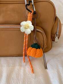 Yogodlns Handmade Leather Cute Small Pumpkin Bag Pendant Car Key Chain Rope Woven Charm Hanging Decoration New Bag Accessories - Multicolor - View 4