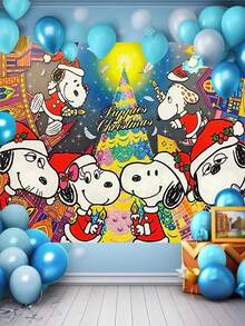 MASSDI Puppies Christmas Party Backdrop, Family Christmas Tree Scene Photo Banner, Decorative Background For Holiday Party & Photography - Cartoon - View 11