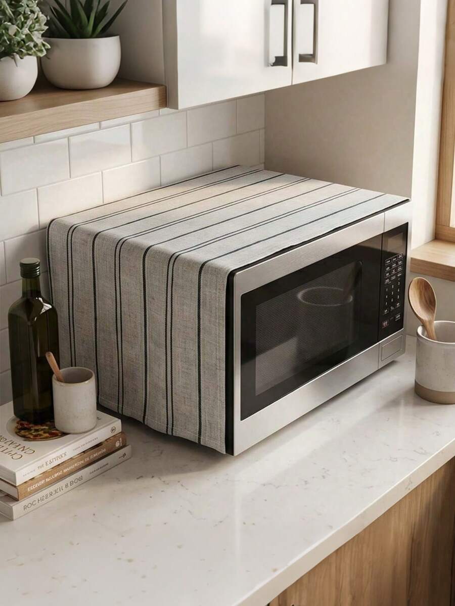Penutup Debu Microwave, Penutup Peralatan Dapur Gaya Rumah Pertanian dari Linen dengan Perlindungan Samping, Penutup Pelindung Microwave Dapur yang Dapat Dicuci, Cocok untuk Penyimpanan dan Dekorasi di Atas Meja Dapur - MultiWarna - View 1