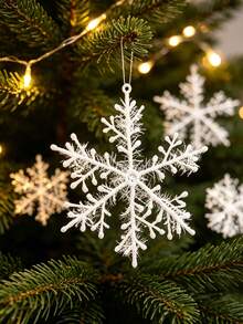 Christmas Snowflake Decorations - White Plastic Snowflakes, Suitable For Christmas Trees, Weddings And Window Decor, Ideal For Holiday And Party Celebrations, Create Christmas Atmosphere, Winter Essential - Multicolor - View 6