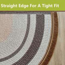 Brown Color Block Semi Circle Door Mat With Tassels, Linen Soft Non Slip Washable Foldable Bathroom Entrance Balcony Rug, Fall Winter Home Decor, Pet Friendly, 80cm 90cm - Coffee Brown - View 5