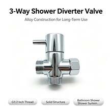 3-Way Shower Diverter Valve, G1/2 Inch Universal Thread Interface, Zinc Alloy Construction, Multi-Scene Flexible Installation, Sturdy Durable Shower Switch Valve For Bathroom Shower System - G 1/2" - View 1