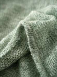 Plus Size Women 2026 Must Have Fall V Neck Cropped Knit Sweater,Long Sleeves,Fashion Chic Daily Going Out Loose - Gray Green - View 5