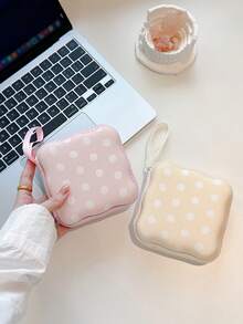Minimalist Polka Dot EVA Storage Bag | Portable Zipper Square Organizer Bag | Suitable For Data Cables, Earphones And Cosmetics Travel Essentials | Office Desk Desktop Storage | USB-C Charger Protector | Ideal Choice For Organization And Tidying | Perfect Gift - Multicolor - View 4