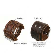 2pcs Vintage Dual Style Woven Fashion Textured Bracelets Suitable For Men's Daily Casual Wear Exquisite Bracelet Gift For Men - Brown - View 2