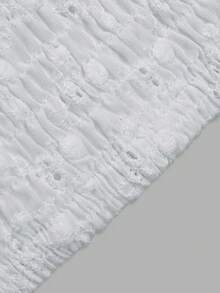 Aflion 女款夏季白色鏤空刺繡細肩帶背心，方領前綁帶後褶皺設計，休閒可愛風，適合海邊度假 - 白色 - 查看 7