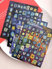 4 Sheets English Letter Stickers, Number Stickers, Symbol Stickers, Label Stickers, Set, Vintage DIY Stickers, Creative Stickers, Stationery Stickers, Junk Journal Scrapbook Supplies Set, Letter Stickers, Suitable For Scrapbooking - Multicolor - View 4